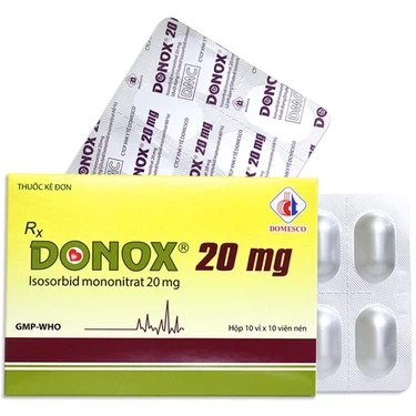 Thuốc dự phòng đau thắt ngực và điều trị hỗ trợ trong suy tim sung huyết Donox 20 mg Domesco hộp 3 vỉ x 10 viên