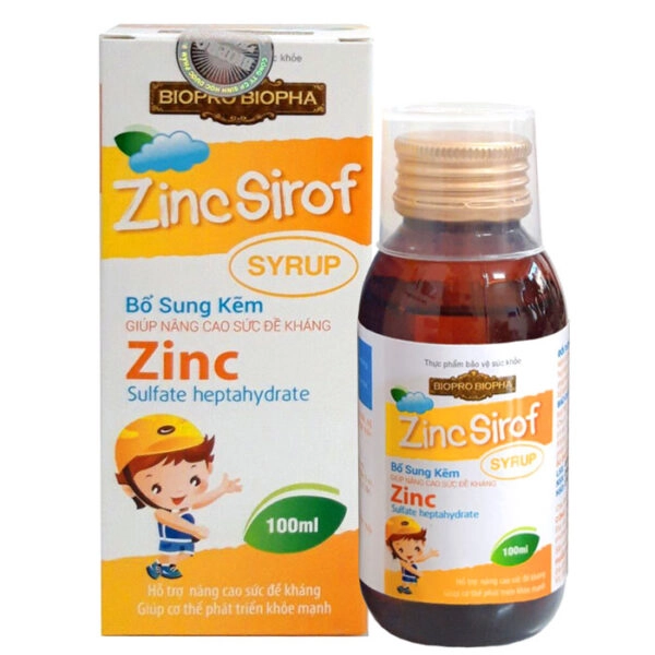 Thực phẩm hỗ trợ bổ sung kẽm cho cơ thể  Zinc Sirof bổ sung kẽm giúp nâng cao  hộp 1 chai 100ml