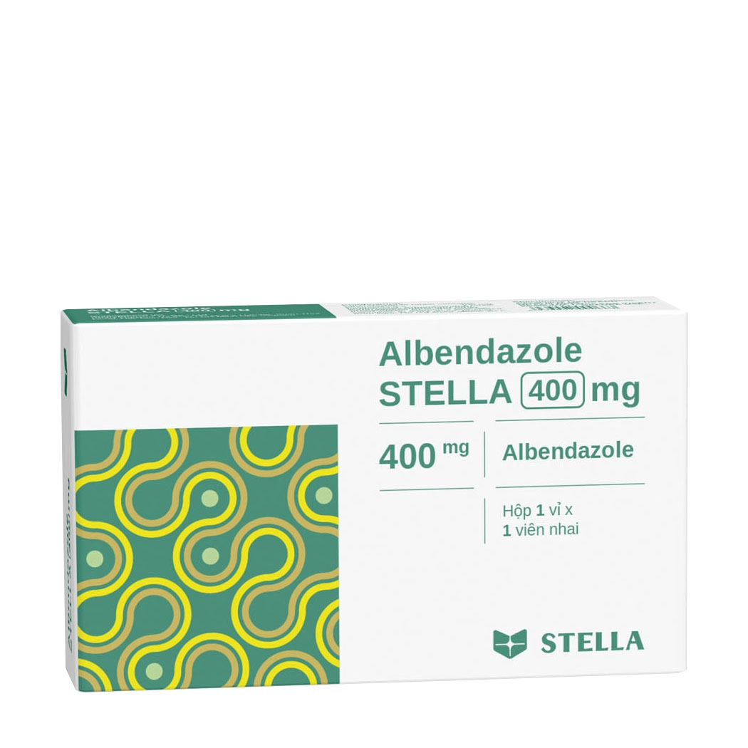 Thuốc tẩy giun, sán Albendazole STELLA 400mg hộp 1 viên