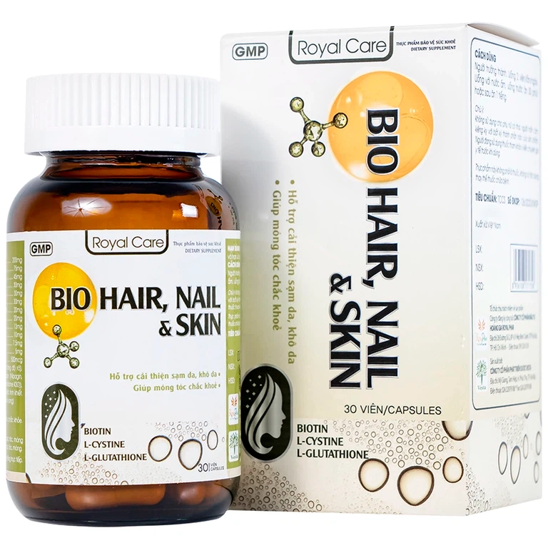 Hỗ trợ da móng tóc BIO Hair, Nail and Skin Royal Care hộp 1 lọ x 30 viên