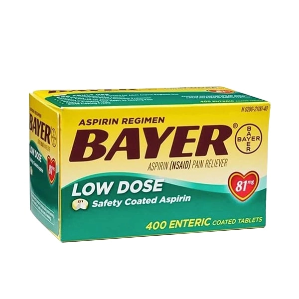 Viên uống giảm đau Bayer Low Dose Aspirin 81mg hộp 1 lọ 400 viên