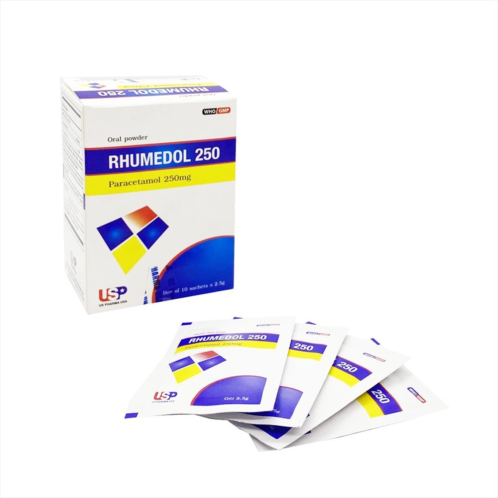 Thuốc giảm đau, hạ sốt RHUMEDOL 250 USP hộp 10 gói x 2,5g