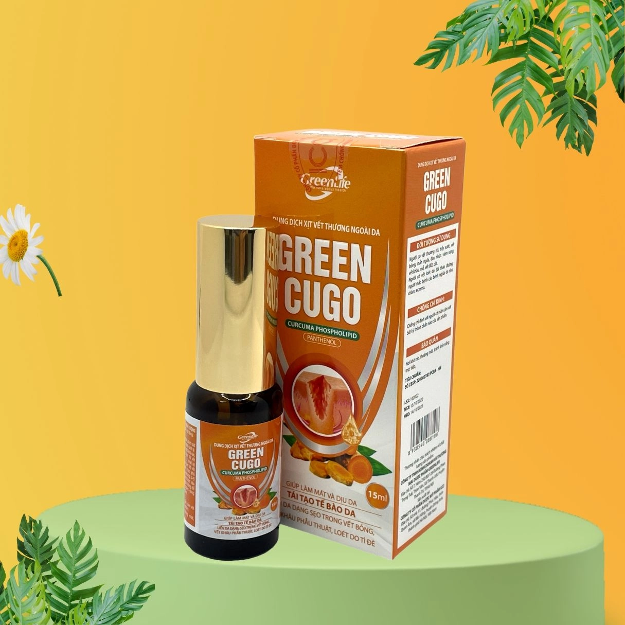 Dịch dịch xịt vết thương ngoài da  GREEN CUGO  hộp 1 chai 15ml