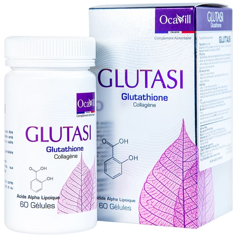 Hỗ trợ làm đẹp da, chống lão hóa Glutasi hộp 1 chai x 60 viên