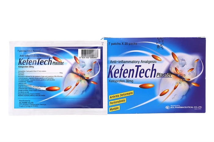 Cao dán giảm đau khớp KefenTech Plaster hộp 20 gói, mỗi gói 7 miếng