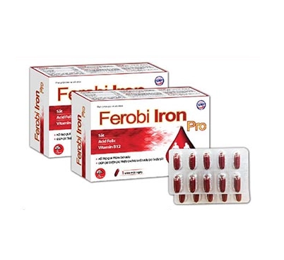 Viên uống bổ máu Ferobi Iron Pro hộp 3 vỉ x 10 viên