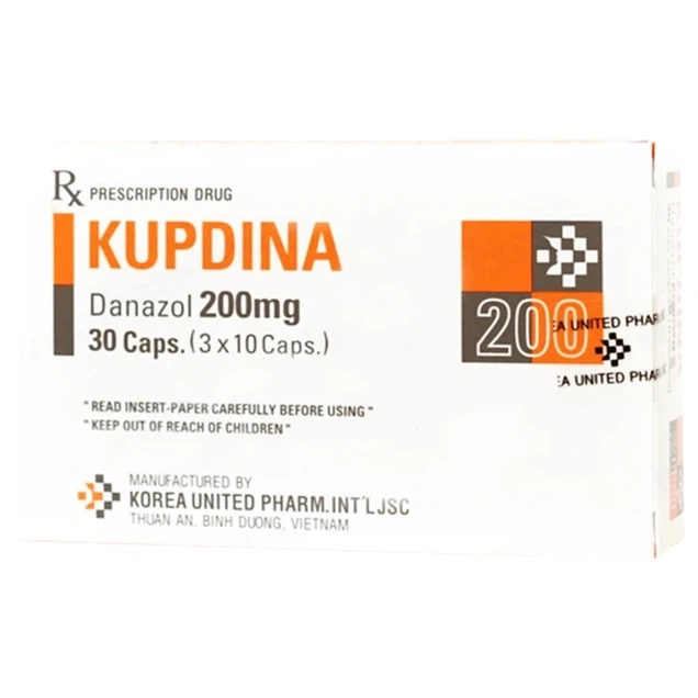 Điều trị đau trong lạc nội mạc tử cung, u xơ tuyến vú Kupdina 200mg Korea United Pharm hộp 3 vỉ x 10 viên