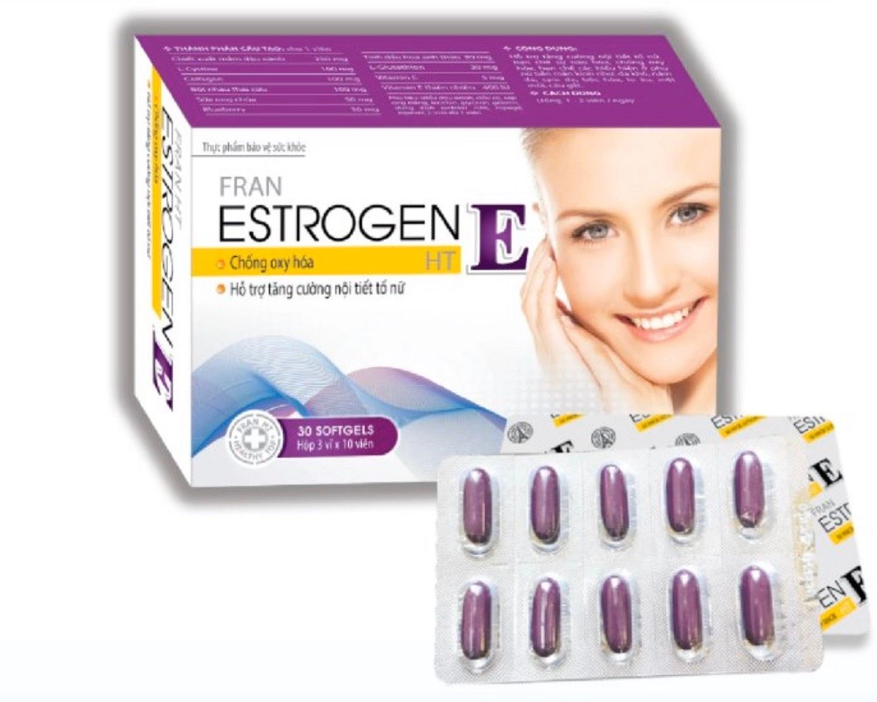 Viên uống cân bằng nội tiết, chống oxy hóa FRAN ESTROGEN E hộp 30 viên