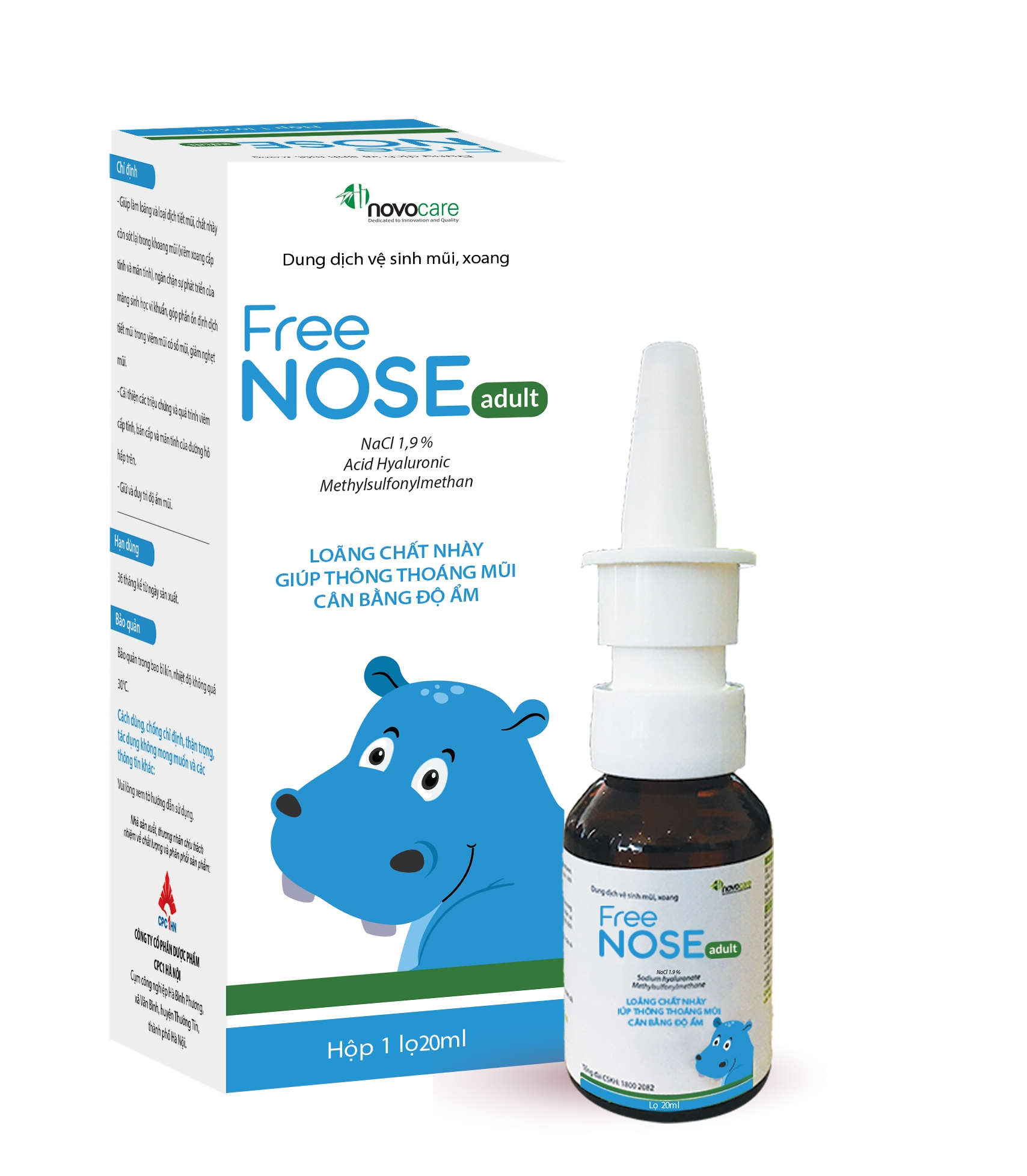 Dung dịch vệ sinh mũi, xoang Free NOSE Adult 3 Year + hộp 1 lọ 20ml