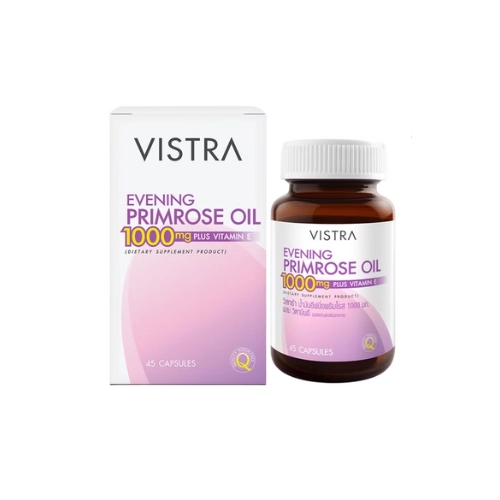 Hỗ trợ cải thiện độ đàn hồi da, làm đẹp da Vistra Evening Primrose Oil 1000 Mg Plus Vitamin E hộp 1 lọ 45 viên