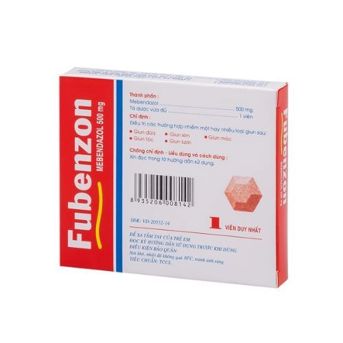 Thuốc điều trị giun sán Fubenzon hộp 1 viên nén nhai