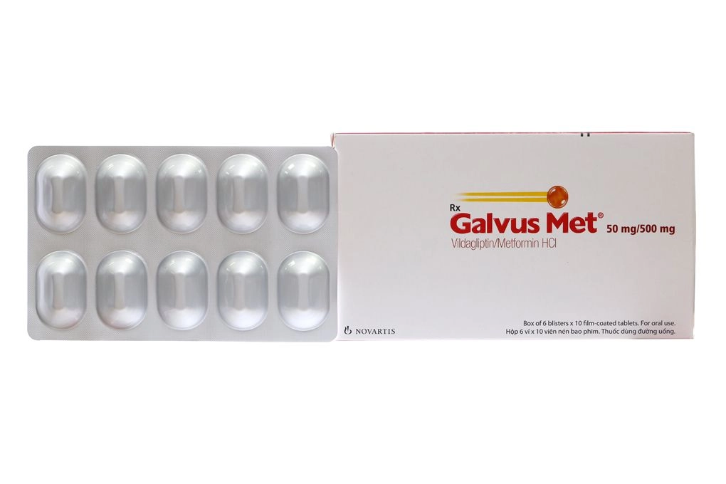 Thuốc điều trị đái tháo đường Galvus Met 50mg/500mg hộp 60 viên