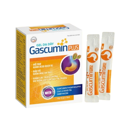Hỗ trợ viêm loét dạ dày tá tràng Gel Dạ Dày GASCUMIN PLUS hộp 18 gói