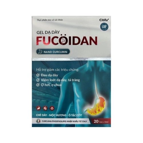 Viên uống giúp giảm các triệu chứng viêm loét dạ dày, tá tràng gel dạ dày Fucoidan hộp 20 gói x 10ml