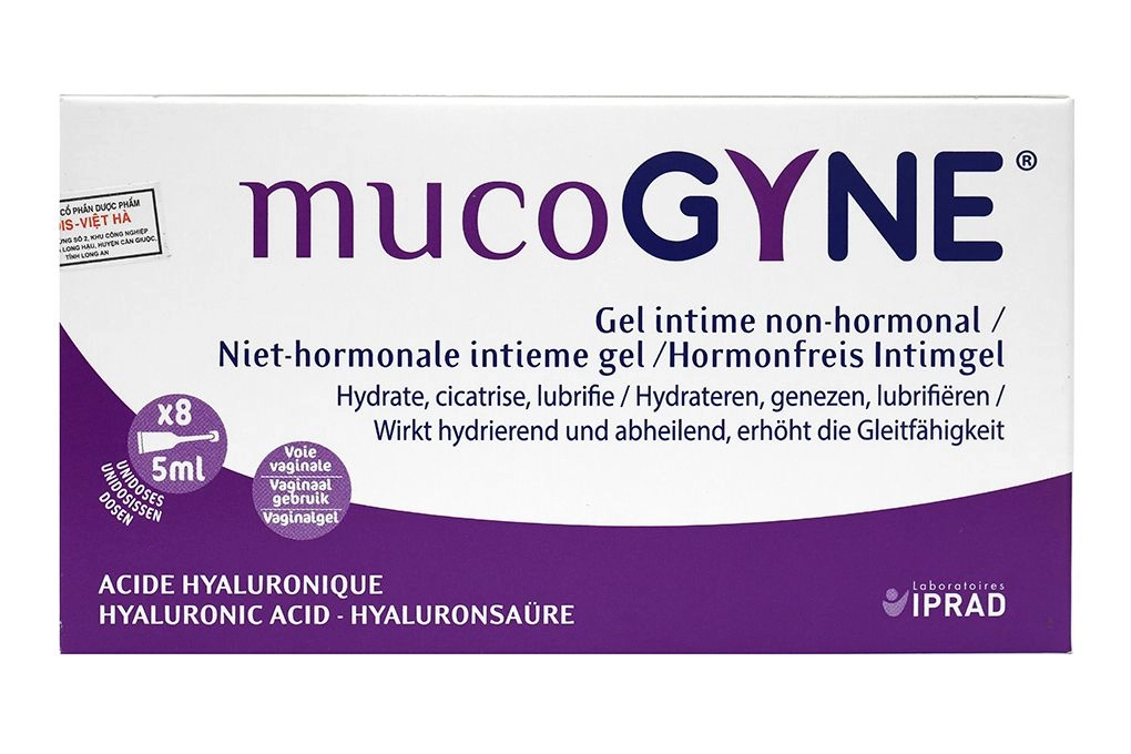 Gel phụ khoa không hormon bôi trơn âm đạo Mucogyne hộp 8 ống x 5ml