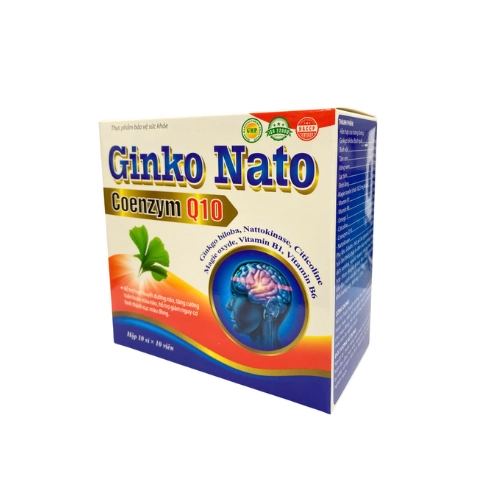 Hỗ trợ tăng cường tuần hoàn máu não Ginko Nato Coenzym Q10 hộp 10 vỉ x 10 viên