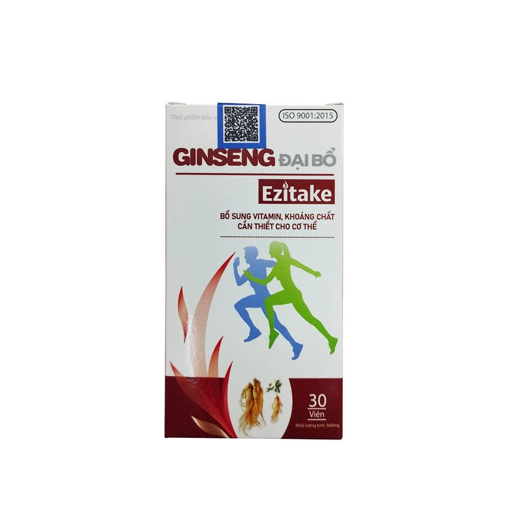 Viên uống bổ sung vitamin, khoáng chất GINSENG ĐẠI BỔ Ezitake hộp 30 viên nang