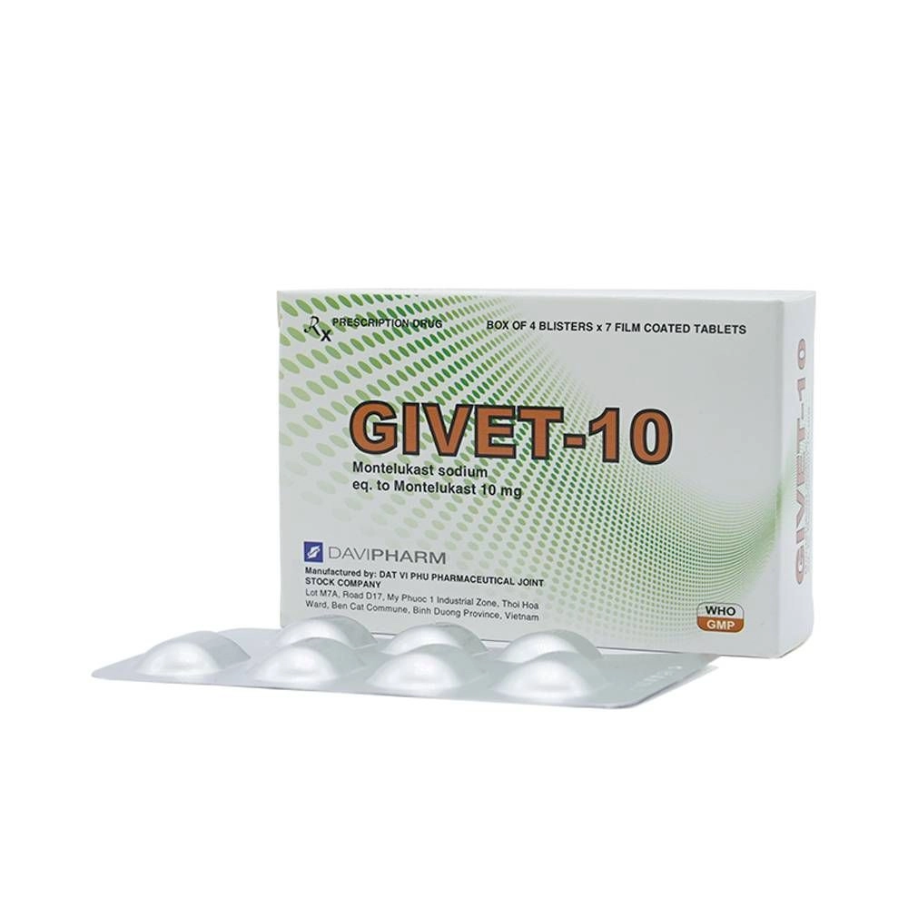 Thuốc điều trị hen phế quản GIVET-10 hộp 28 viên