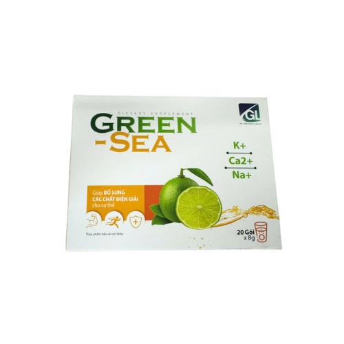 Gói uống bù điện giải, cung cấp năng lượng Green-Sea hương chanh hộp 20 gói