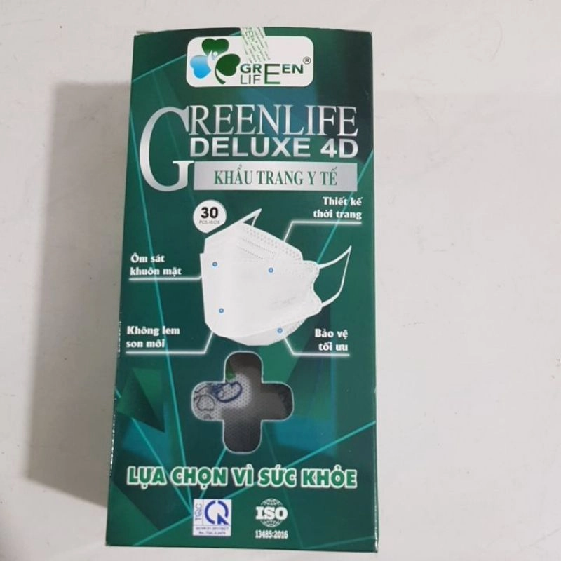 Khẩu trang y tế GreenLife Deluxe 4D (trắng) hộp 30 cái