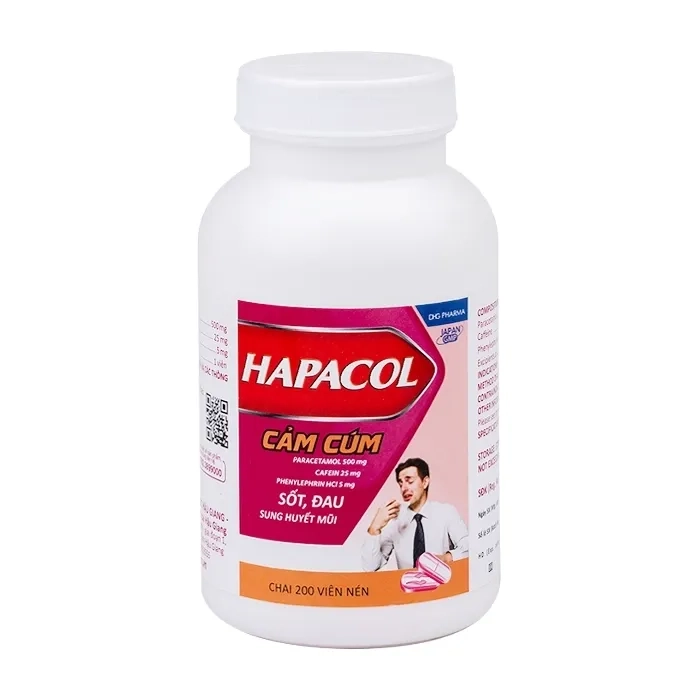 Thuốc giảm đau, hạ sốt Hapacol Cảm Cúm chai 200 viên