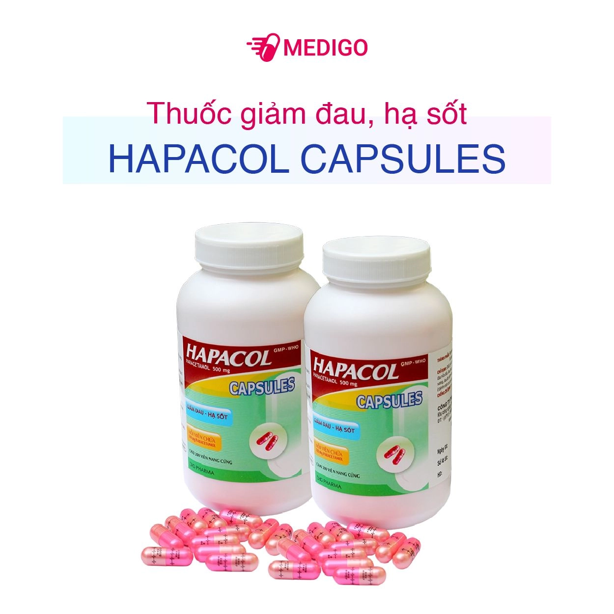 Thuốc giảm đau, hạ sốt Hapacol Capsules (DHG) lọ 200 viên