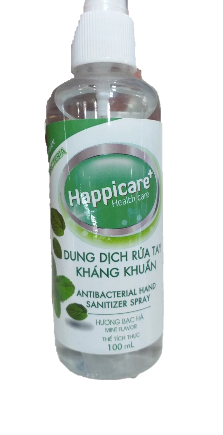 Dung dịch rửa tay kháng khuẩn Happicare+ (hương bạc hà) chai 100ml