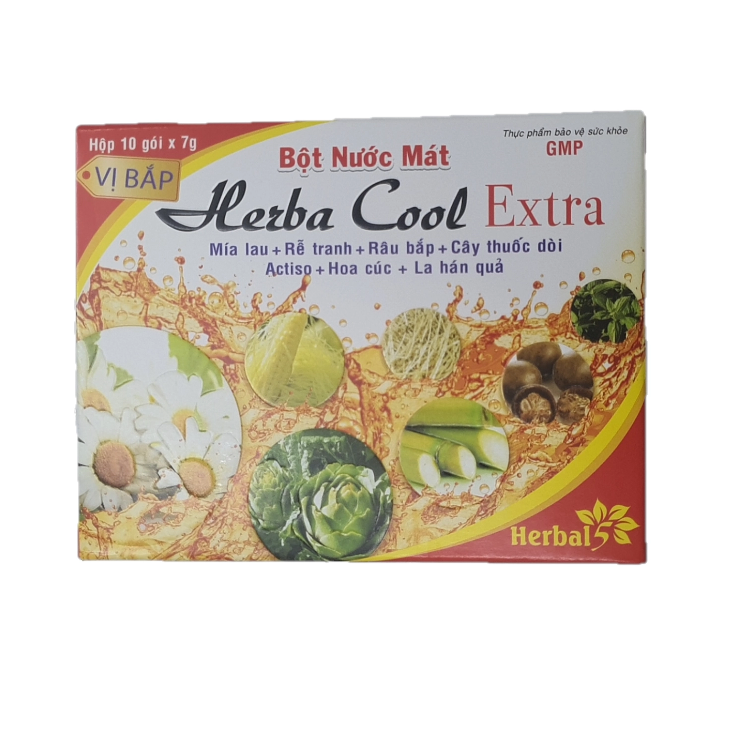 Bột nước mát Herba Cool Extra (vị bắp) hộp 10 gói x 7g