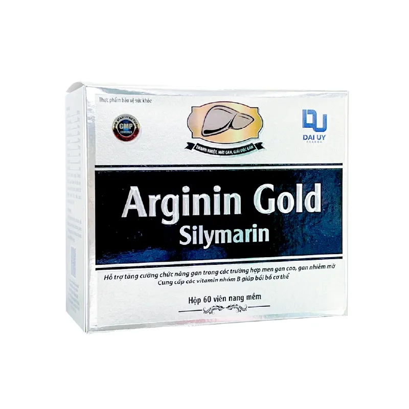 Hỗ trợ tăng cường chức năng gan Arginin Gold Silymarin (Đại Uy) hộp 6 vỉ x 10 viên