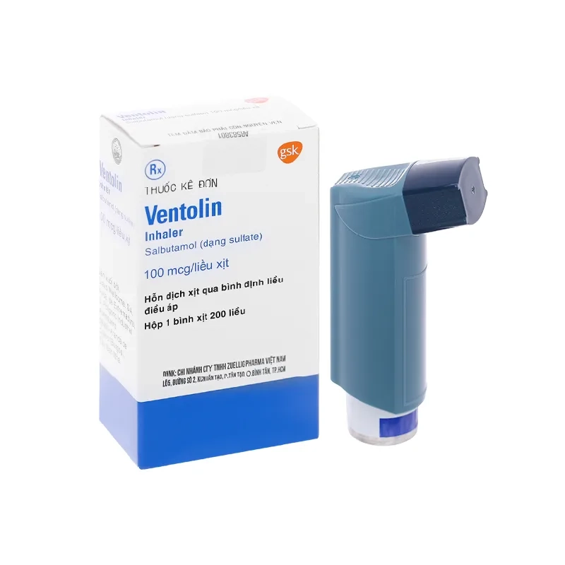 Hỗn dịch xịt qua bình định liều điều áp Ventolin Inhaler 100mcg/liều xịt hộp 1 bình xịt 200 liều