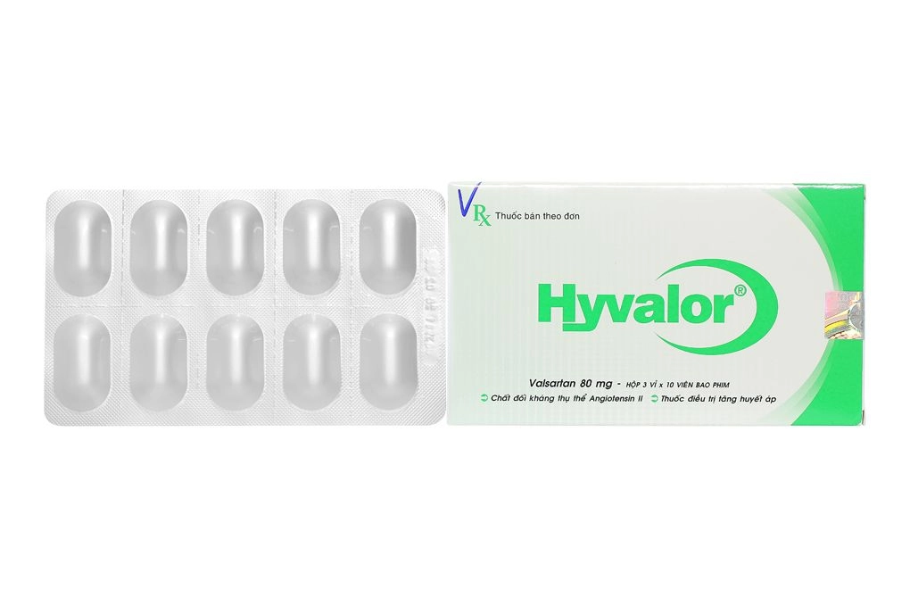 Thuốc trị tăng huyết áp, suy tim Hyvalor 80mg hộp 3 vỉ x 10 viên bao phim