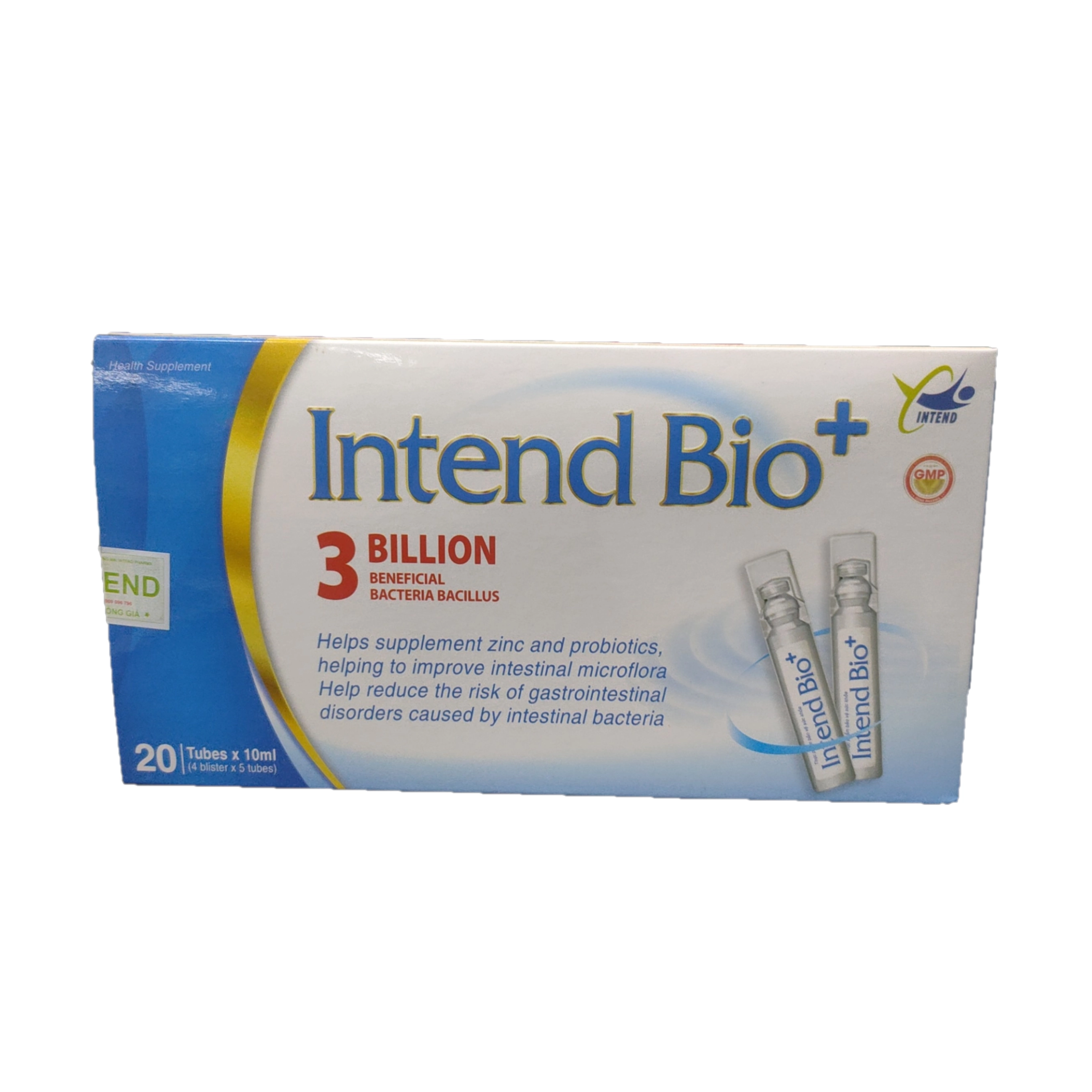 Bố sung kẽm và lợi khuẩn, giúp cải thiện hệ vi sinh đường ruột Intend Bio+ hộp 4 vỉ x 5 ống x 10ml