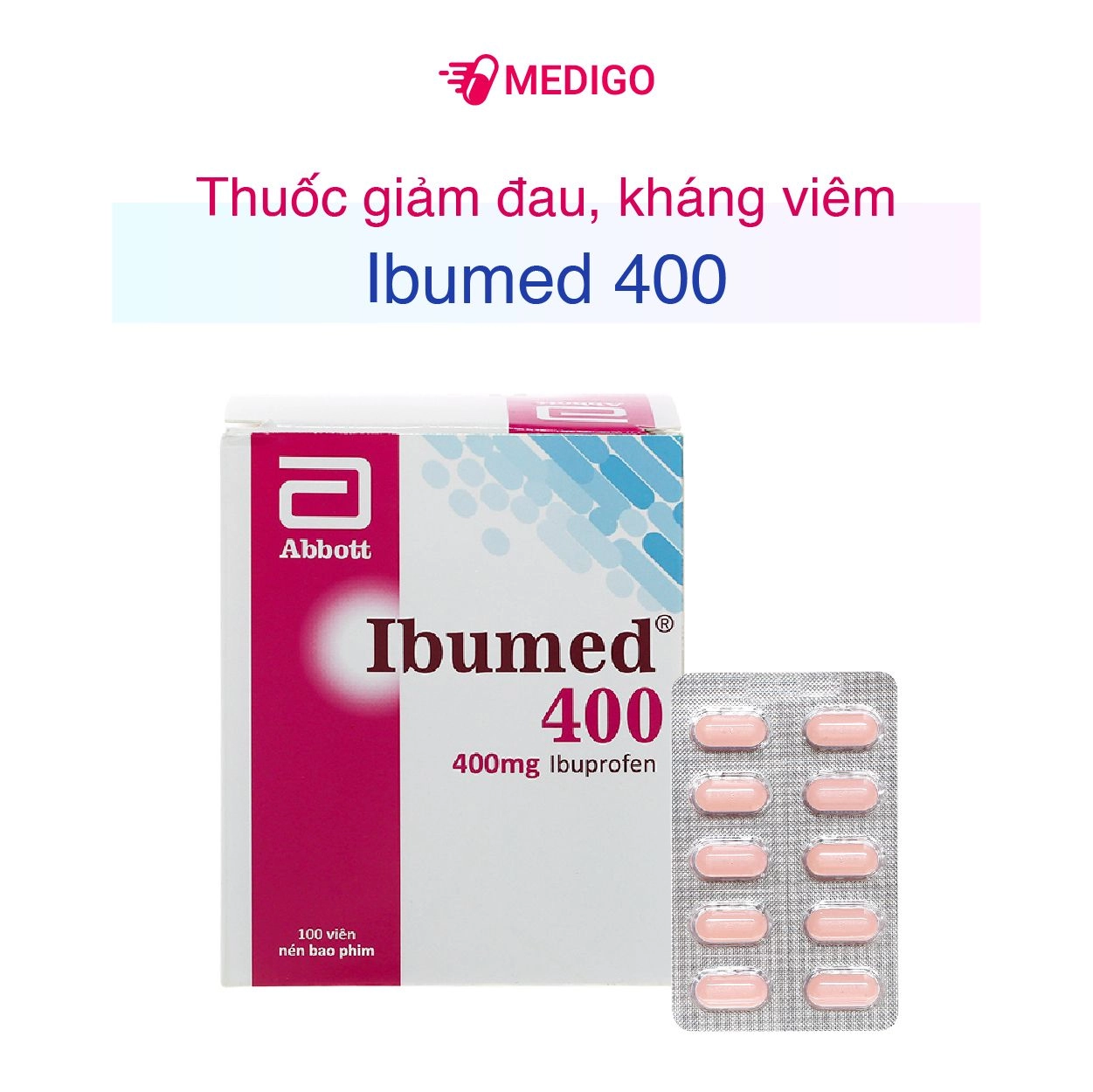 Thuốc hạ sốt, giảm đau, kháng viêm Ibumed 400 hộp 10 vỉ x 10 viên