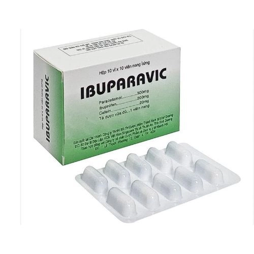 Thuốc giảm đau, hạ sốt, kháng viêm Ibuparavic Khánh Hội hộp 10 vỉ x 10 viên nang cứng