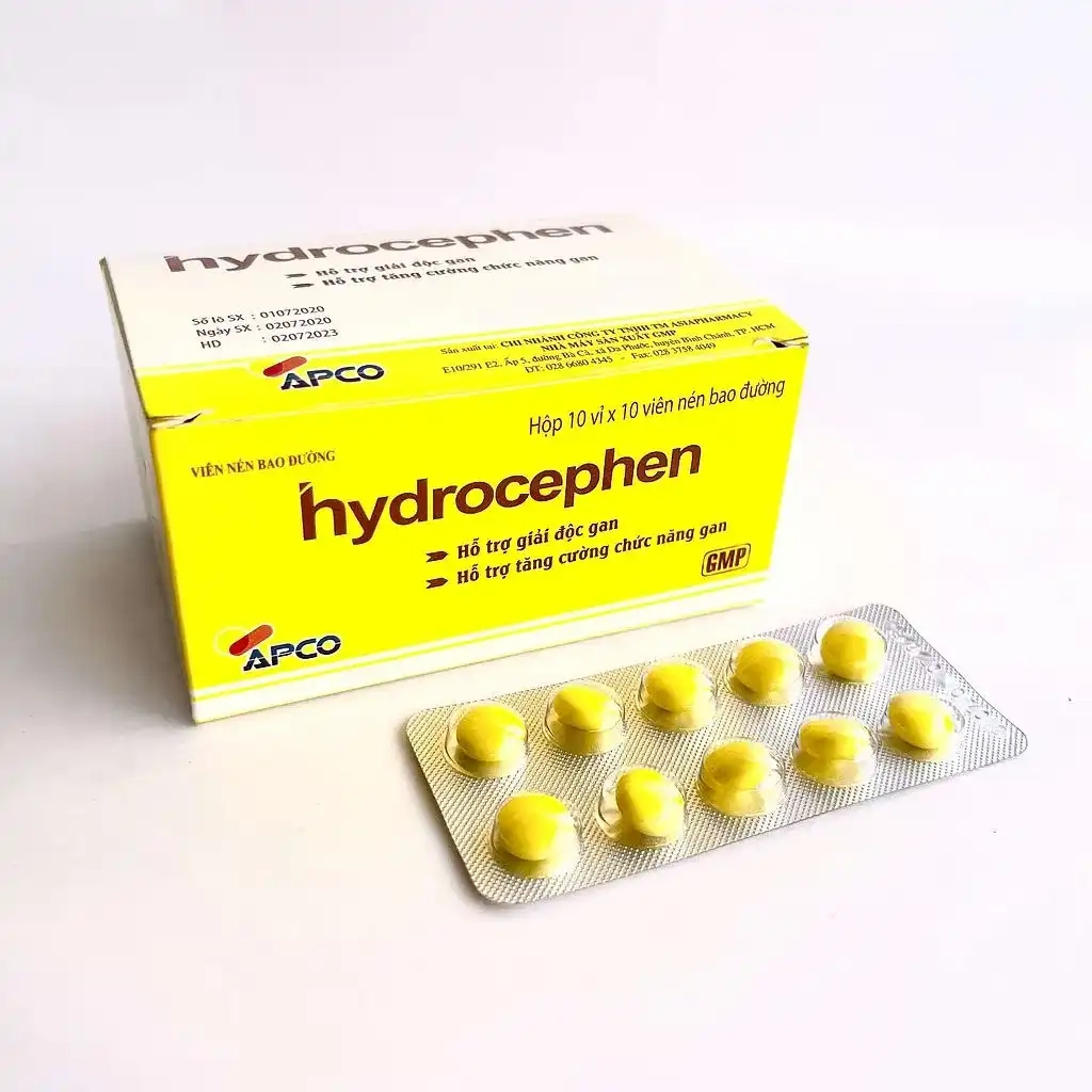 Hỗ trợ giải độc gan, tăng cường chức năng gan Hydrocephen APCO hộp 10 vỉ x 10 viên bao đường