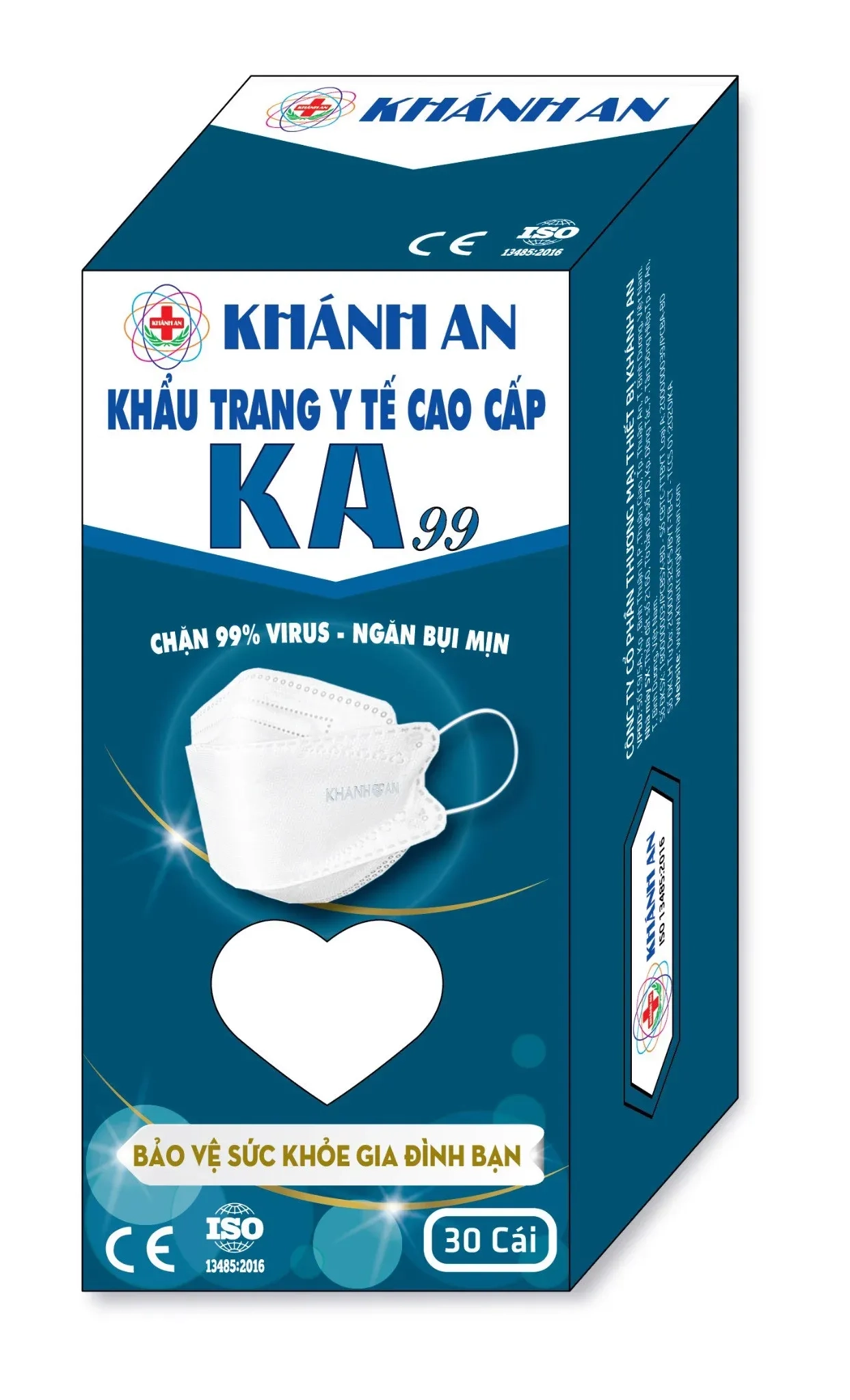 Khẩu trang y tế cao cấp Khánh An KA 99 (trắng) hộp 30 cái