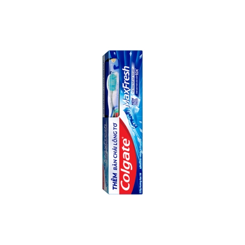 Kem đánh răng hương bạc hà Colgate Ngừa Sâu Răng Chắc Khỏe hộp 1 tuýp 225g Tặng bàn chải lông tơ
