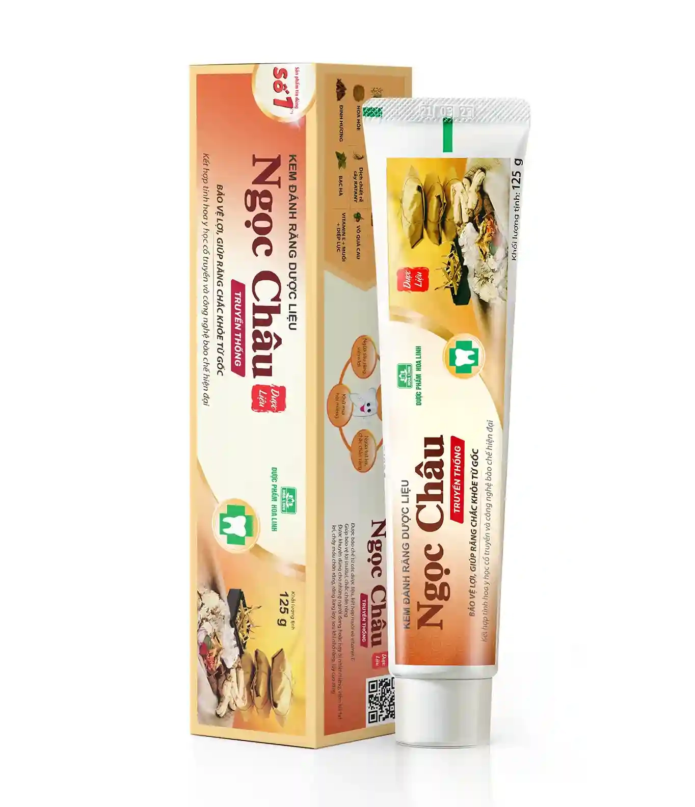 Kem đánh răng dược liệu Ngọc Châu Truyền Thống hộp 1 tuýp 125g
