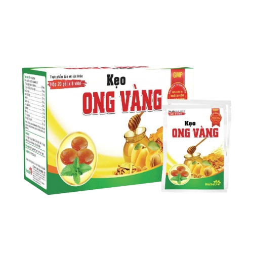 Hỗ trợ giảm ho khàn tiếng Kẹo Ong Vàng hộp 20 gói x 8 viên