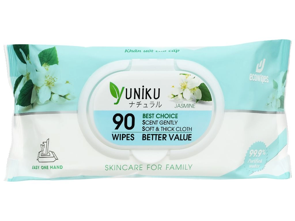 Khăn giấy ướt Yuniku hương hoa nhài gói 90 miếng