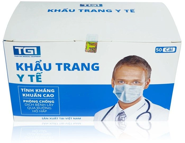 Khẩu trang y tế 4 lớp Trần Gia (trắng) hộp 50 cái