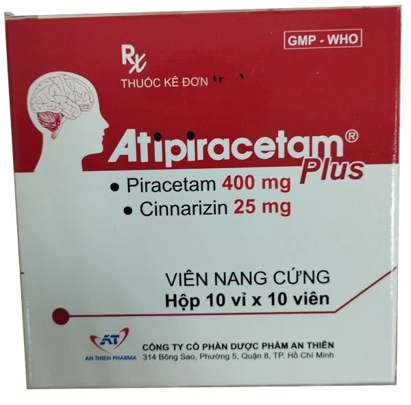 Thuốc điều trị suy giảm thần kinh, đau nửa đầu Atipiracetam Plus hộp 10 vỉ x 10 viên