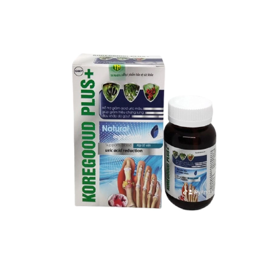 Viến uống hỗ trợ giảm acid uric máu Koregooud Plus+ hộp 1 lọ 30 viên
