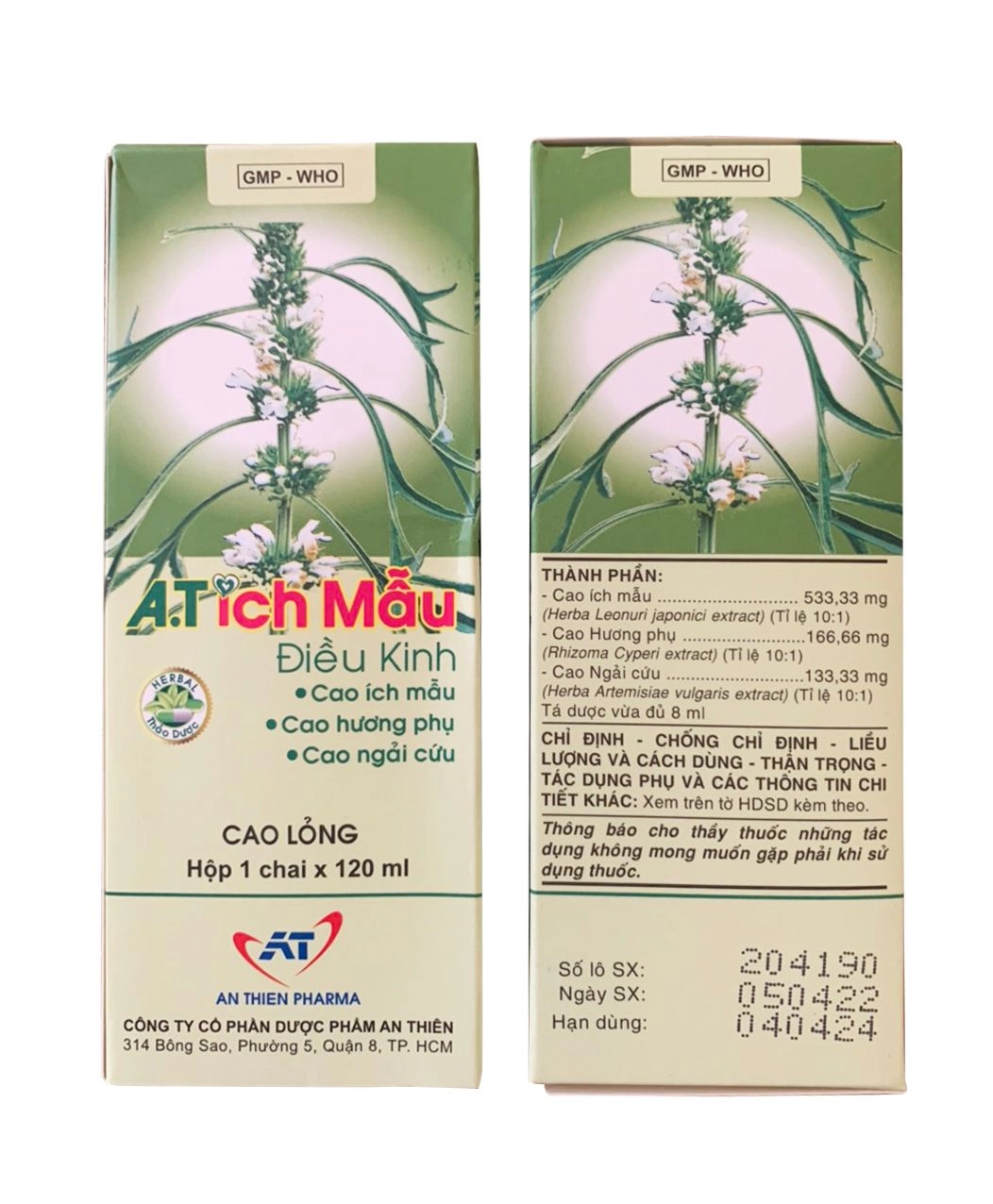 Cao lỏng A.T Ích Mẫu Điều Kinh hộp 1 chai 120ml