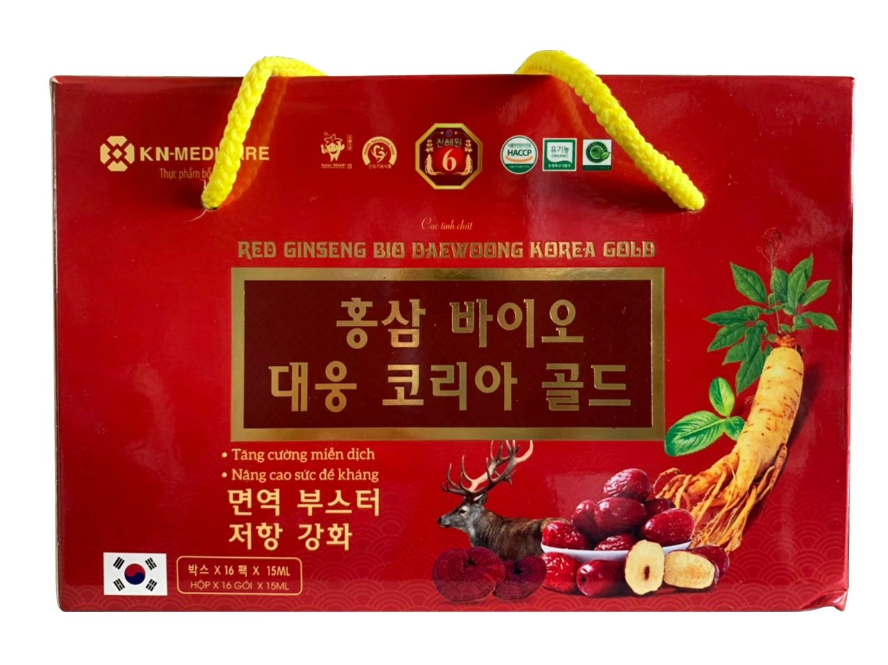 Nước hồng sâm Hàn Quốc Red Ginseng Bio Daewoong Korea Gold hộp 16 gói x 15ml