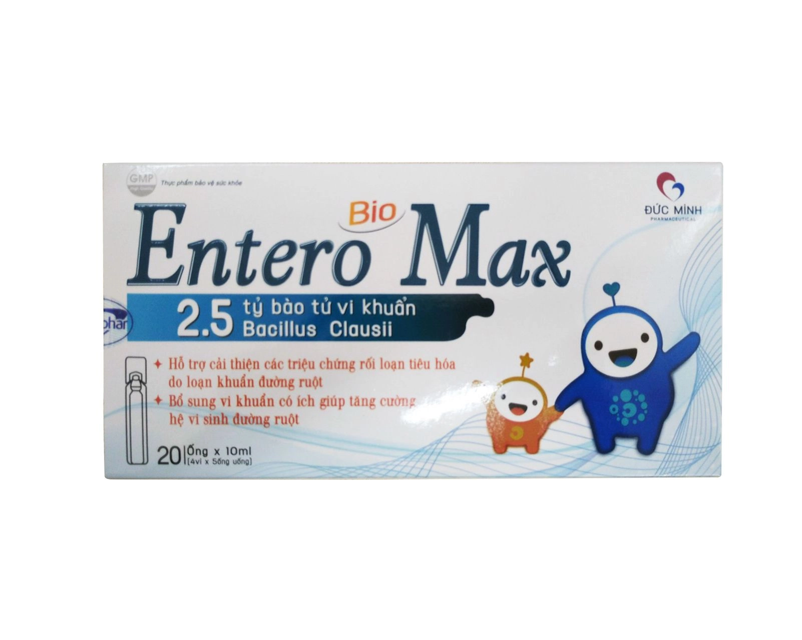Bổ sung lợi khuẩn Entero Bio Max 2.5 tỷ bào tử vi khuẩn hộp 4 vỉ x 5 ống x 10ml