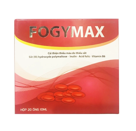 Hỗ trợ giảm triệu chứng thiếu máu, thiếu sắt FOGYMAX (Vinamax) hộp 20 ống x 10ml