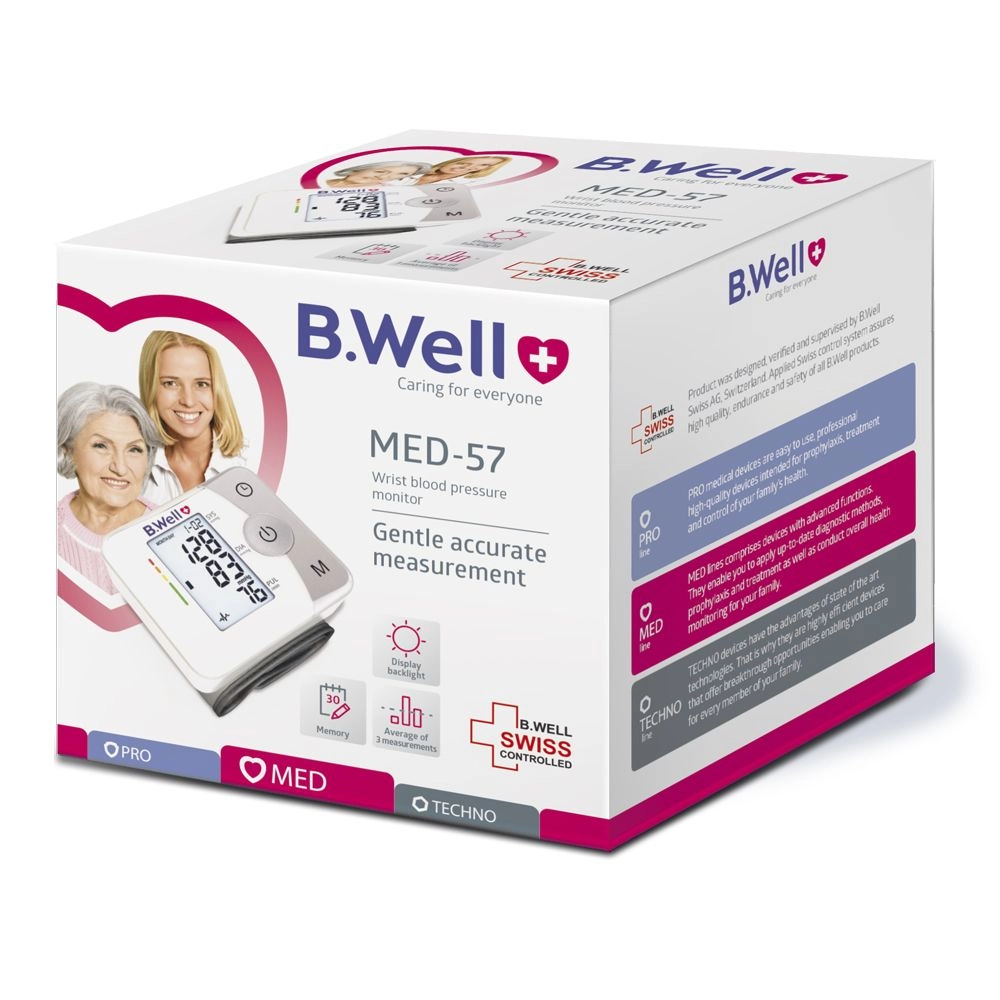 Máy đo huyết áp cổ tay B.WELL MED-57 hộp 1 cái
