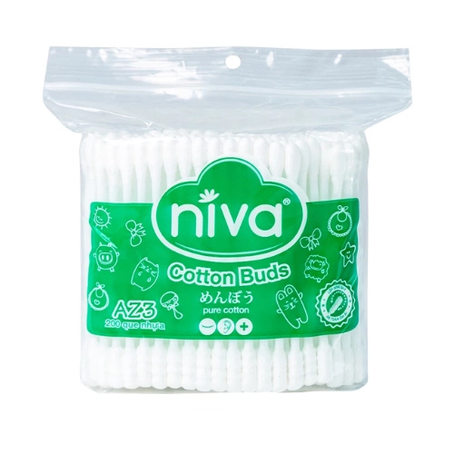 Tăm bông thân giấy Niva AZ3 túi zipper gói 200 que