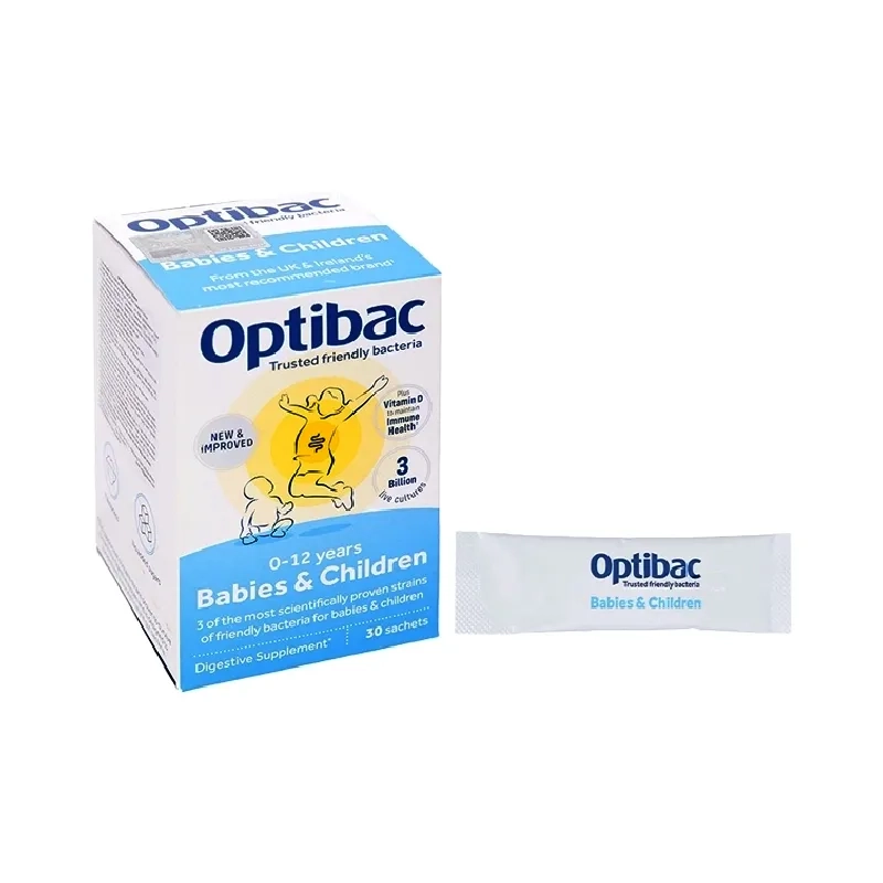 Men vi sinh cho trẻ từ 0 -12 tuổi OptiBac Babies & Children hộp 30 gói
